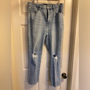 Banana Republic Stylish Light Blue Distressed Ultra High Rise Slim Fit Jeans 32